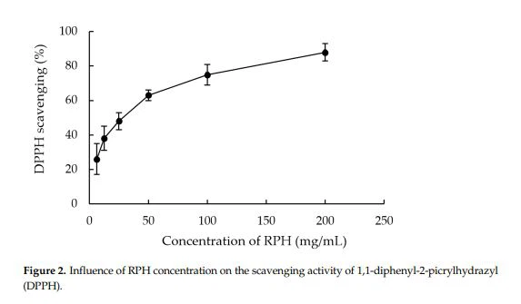 Influence of RPH concentration on the scavenging activity of 1,1-diphenyl-2- picrylhyd Influence of RPH concentration on the scavenging activity of 1,1-diphenyl-2- picrylhyd