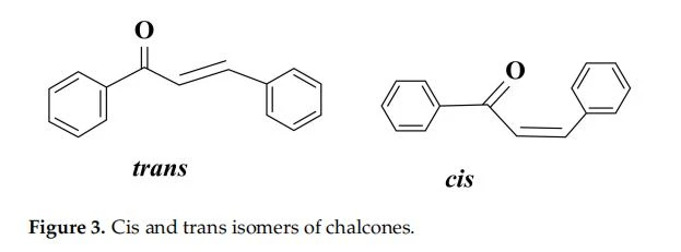 Cis and trans isomers of chalcones